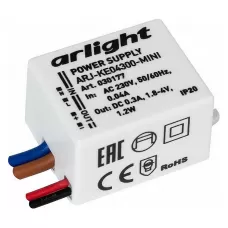 Блок питания ARJ-KE04300-MINI (1.2W, 300mA) (ARLIGHT , IP20 Пластик, 5 лет) ARLIGHT  