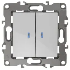 Выключатель 2-кл. СП Эра12 12-1105-01 10А IP20 250В 10AX с подсветкой механизм бел. Эра Б0014657