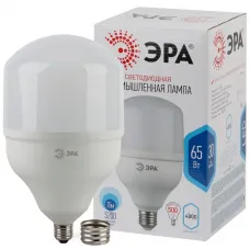 Лампа светодиодная высокомощная STD LED POWER T160-65W-4000-E27/E40 65Вт T160 колокол 4000К нейтр. бел. E27/E40 (переходник в компл.) 5200лм Эра Б0027923