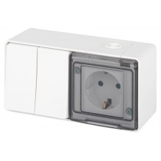 Блок розетка с выключателем Эксперт 11-7502-01 двойн. IP55 16A(10AX)-250В ОУ белый Эра Б0063270