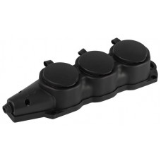 Колодка ЭРА KX-3e-B-IP44 каучуковая с заземлением 3 розетки 16A IP44 черн. Эра Б0068453