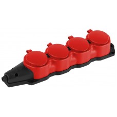 Колодка ЭРА KX-4e-RED-IP44 каучуковая с заземлением 4 розетки 16A IP44 красн. Эра Б0068456