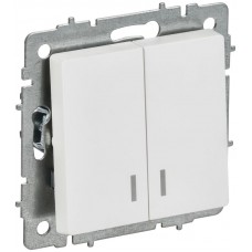 Выключатель 2-кл. СП BRITE ВС10-2-1-БрАБ 10А с индикацией механизм арктич. бел. IEK BR-V20-1-10-K91