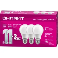 Лампа светодиодная 90 603 OLL-A60-11-230-4K-E27-PACK3 ОНЛАЙТ 90603