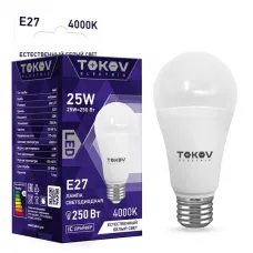 Лампа светодиодная 25Вт А60 4000К Е27 176-264В TOKOV ELECTRIC TKE-A60-E27-25-4K