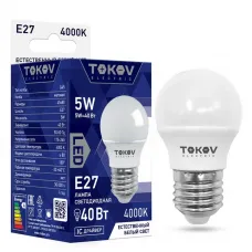 Лампа светодиодная 5Вт G45 4000К Е27 176-264В TOKOV ELECTRIC TKE-G45-E27-5-4K