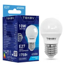 Лампа светодиодная 10Вт G45 6500К Е27 176-264В TOKOV ELECTRIC TKE-G45-E27-10-6.5K