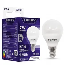 Лампа светодиодная 7Вт G45 4000К Е14 176-264В TOKOV ELECTRIC TKE-G45-E14-7-4K