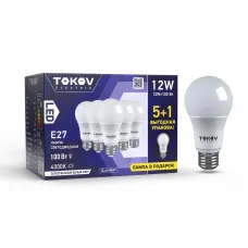 Набор ПРОМО лампа светодиодная 12Вт А60 4000К Е27 176-264В (Promo 5+1 шт) TOKOV ELECTRIC Promo-A60-E27-12-4K