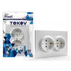 Розетка 2-м СП Pixel 16А IP20 с заземл. защ. шторки в сборе бел. TOKOV ELECTRIC TKE-PX-R2FZSF-C01