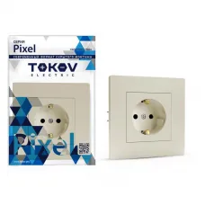 Розетка 1-м СП Pixel 16А IP20 с заземл. защ. шторки в сборе беж. TOKOV ELECTRIC TKE-PX-R1FZSF-C02