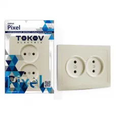 Розетка 2-м СП Pixel 16А IP20 без заземл. в сборе беж. TOKOV ELECTRIC TKE-PX-R2F-C02