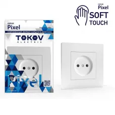 Розетка 1-м СП Pixel 16А IP20 без заземл. в сборе айс TOKOV ELECTRIC TKE-PX-R1F-C34