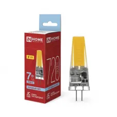 Лампа светодиодная LED-JC-COB 7Вт 12В G4 6500К 720лм IN HOME 4690612060293