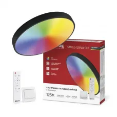 Светильник светодиодный SCANDY SIMPLE-125RGB-RCB 125Вт 3000-6500К 10000лм 230В 400х50мм пульт ДУ черн. IN HOME 4690612062273