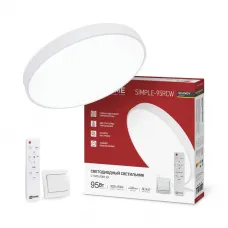 Светильник светодиодный SCANDY SIMPLE-95RCW 95Вт 3000-6500К 7600лм 230В 400х50мм с пультом ДУ бел. IN HOME 4690612062105