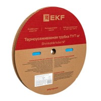 Трубка термоусадочная ТУТ нг 12/6 син. (уп.100м) EKF tut-12-g