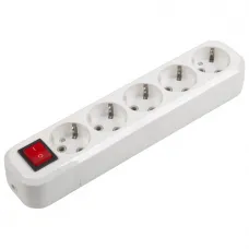 Розеточная колодка GSB-16-5-G-S-IP20 Classic, 16А, 5 мест, с заземлением, c выключателем, IP20 General