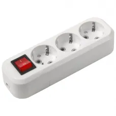 Розеточная колодка GSB-16-3-G-S-IP20 Classic, 16А, 3 места, с заземлением, c выключателем, IP20 General