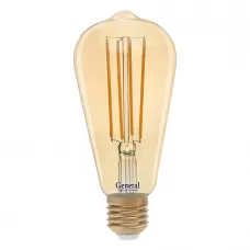 Лампа светодиодная филамент GLDEN-ST64S-8-230-E27-2700, E-27, 2700 К, золотая GENERAL
