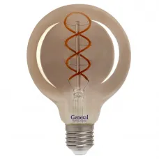 Лампа светодиодная филамент GLDEN-G95DSS-6-230-E27-1800, E-27, 1800 К GENERAL