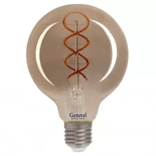 Лампа светодиодная филамент GLDEN-G125DSS-6-230-E27-1800, E-27, 1800 К GENERAL