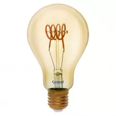 Лампа светодиодная филамент GLDEN-A75SS-6-230-E27-1800, E-27, 1800 К, золотая GENERAL