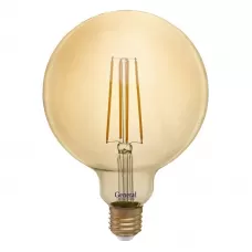Лампа светодиодная филамент GLDEN-G125S-8-230-E27-2700, E-27, 2700 К, золотая GENERAL