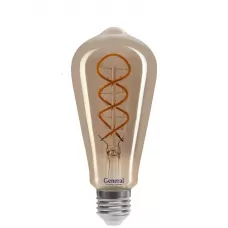 Лампа светодиодная филамент GLDEN-ST64DSS-6-230-E27-1800, E-27, 1800 К GENERAL