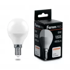 Лампа светодиодная Feron.PRO LB-1406 Шарик E14 6W 6400K