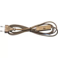 Сетевой шнур с выключателем, 230V 1,9м золото, KF-HK-1