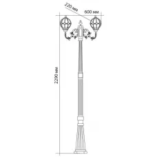 Светильник садово-парковый Feron PL3808 столб круглый 2*60W 230V E27, черное золото