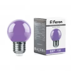 Лампа светодиодная Feron LB-37 Шарик E27 1W фиолетовый