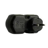 Разветвитель сетевой 2-местный с/з STEKKER ADP16-12-21, 250V,16A, ABS огнеустойчивый пластик, черный