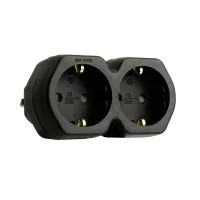 Разветвитель сетевой 2-местный с/з STEKKER ADP16-12-21, 250V,16A, ABS огнеустойчивый пластик, черный