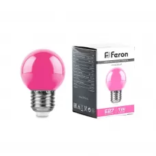 Лампа светодиодная Feron LB-37 Шарик E27 1W розовый