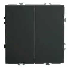 Переключатель 2-клавишный (механизм), СЗК, STEKKER, 250В, 10А, серия Эмили, RSW10-5107-05ZK, черный уголь, soft touch