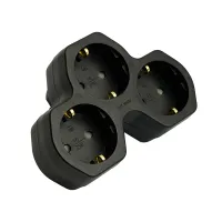 Разветвитель сетевой 3-местный с/з STEKKER ADP16-13-21, 250V,16A, ABS огнеустойчивый пластик, черный