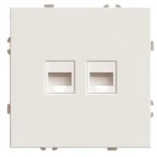 Розетка компьютерная 2-местная RJ-45 (механизм), STEKKER, серия Эмили, RST00-5111-08, кашемир, soft touch