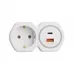 Разветвитель сетевой на 1 выход с/з STEKKER 250В, 16А, USB A+ Type C, 2,4А, PD, белый/серый, ADP16-16-20