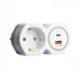 Разветвитель сетевой на 1 выход с/з STEKKER 250В, 16А, USB A+ Type C, 2,4А, PD, белый/серый, ADP16-16-20