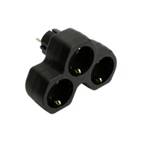Разветвитель сетевой 3-местный с/з STEKKER ADP16-13-21, 250V,16A, ABS огнеустойчивый пластик, черный