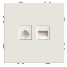 Розетка TV + компьютерная RJ-45 (механизм), STEKKER, серия Эмили, RST00-5106-08, кашемир, soft touch