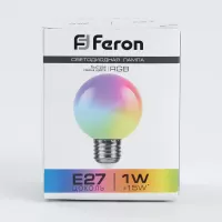 Лампа светодиодная Feron LB-37 Шарик матовый E27 1W RGB быстрая смена цвета