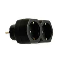 Разветвитель сетевой 2-местный с/з STEKKER ADP16-12-21, 250V,16A, ABS огнеустойчивый пластик, черный