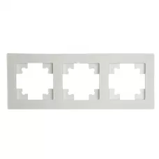 Рамка 3-местная, стекло, STEKKER, GFR00-7003-01, серия Катрин, белый матовый