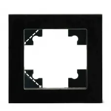 Рамка 1-местная для сенсорных механизмов, подсветки, стекло, STEKKER, GFR00-7001-05S, серия Катрин, черный