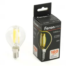 Лампа светодиодная Feron.PRO LB-1708 Шарик E14 1280LM 8W 175-265V 2700K