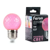 Лампа светодиодная Feron LB-385 Шарик розовый прозрачный E27 1W 230V