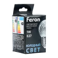 Лампа светодиодная Feron LB-385 Шарик 6400K прозрачный E27 1W 230V